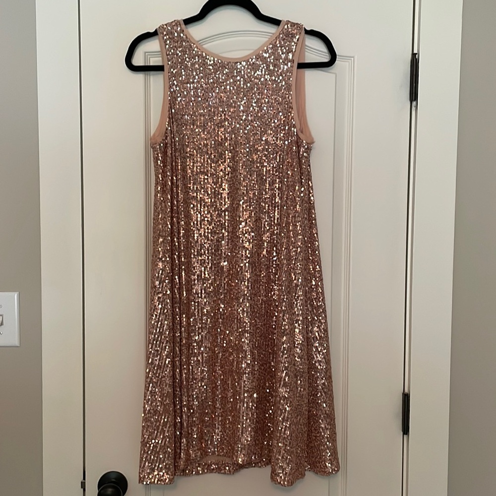 GB rose gold sequined dress
